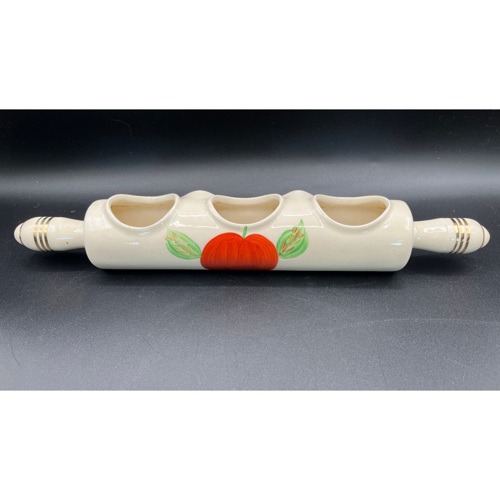 Vtg Gash Family Hand Painted Ceramic Rolling Pin Planter Vase Wall Pocket 13"